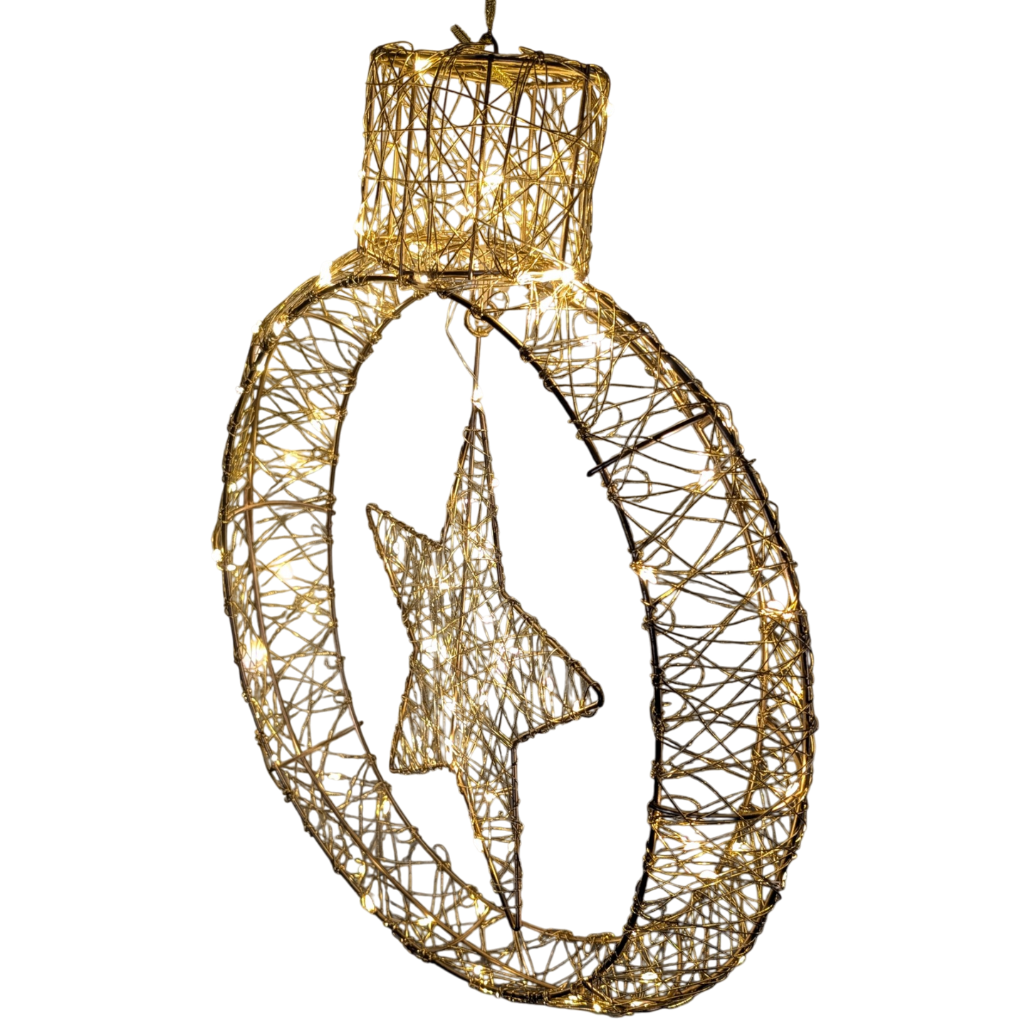 Celestial Radiance: A Golden Star Ornament Aglow - 20 inch