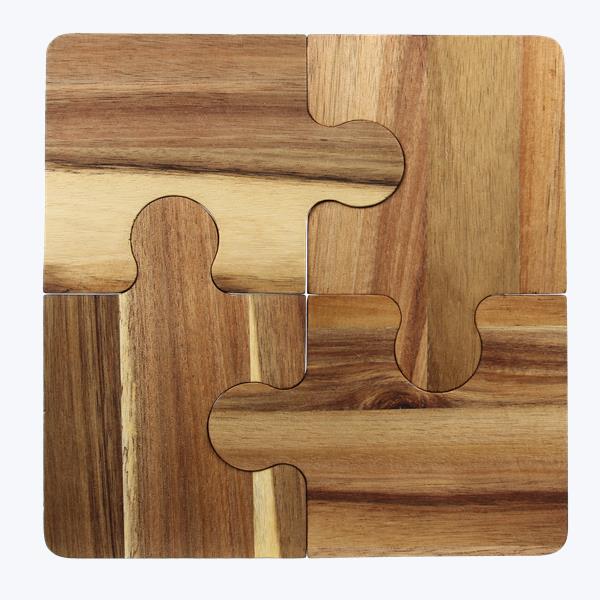 Acacia Wood Jigsaw Puzzle Charcuterie / Coaster Set
