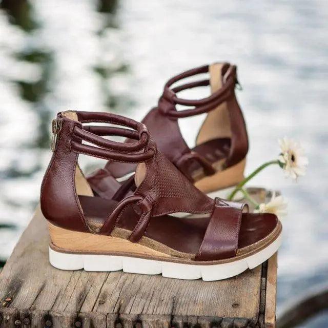 Stylish Women Zipper Sandals Fashion Summer Elegant Non Slip High Womens Sandals