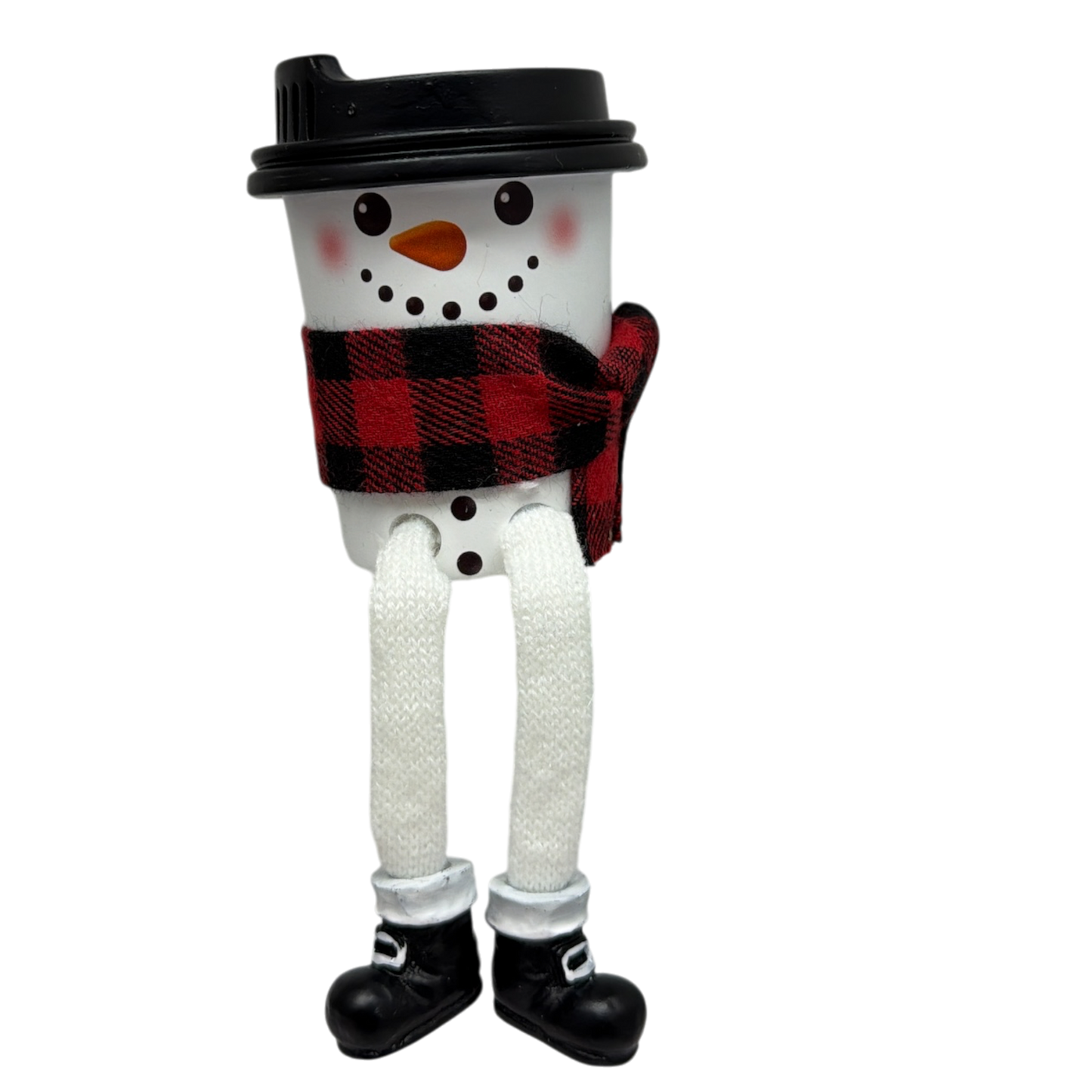 Cup of Cheer Snowmen Shelfsitters -Black and Red Scarf