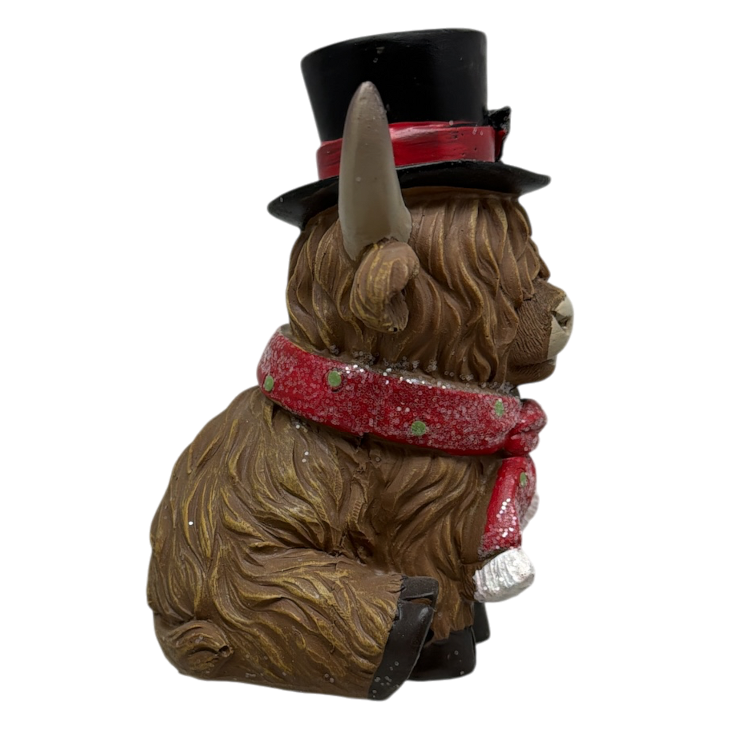 Resin Holiday Highland Cow - Red Scarf