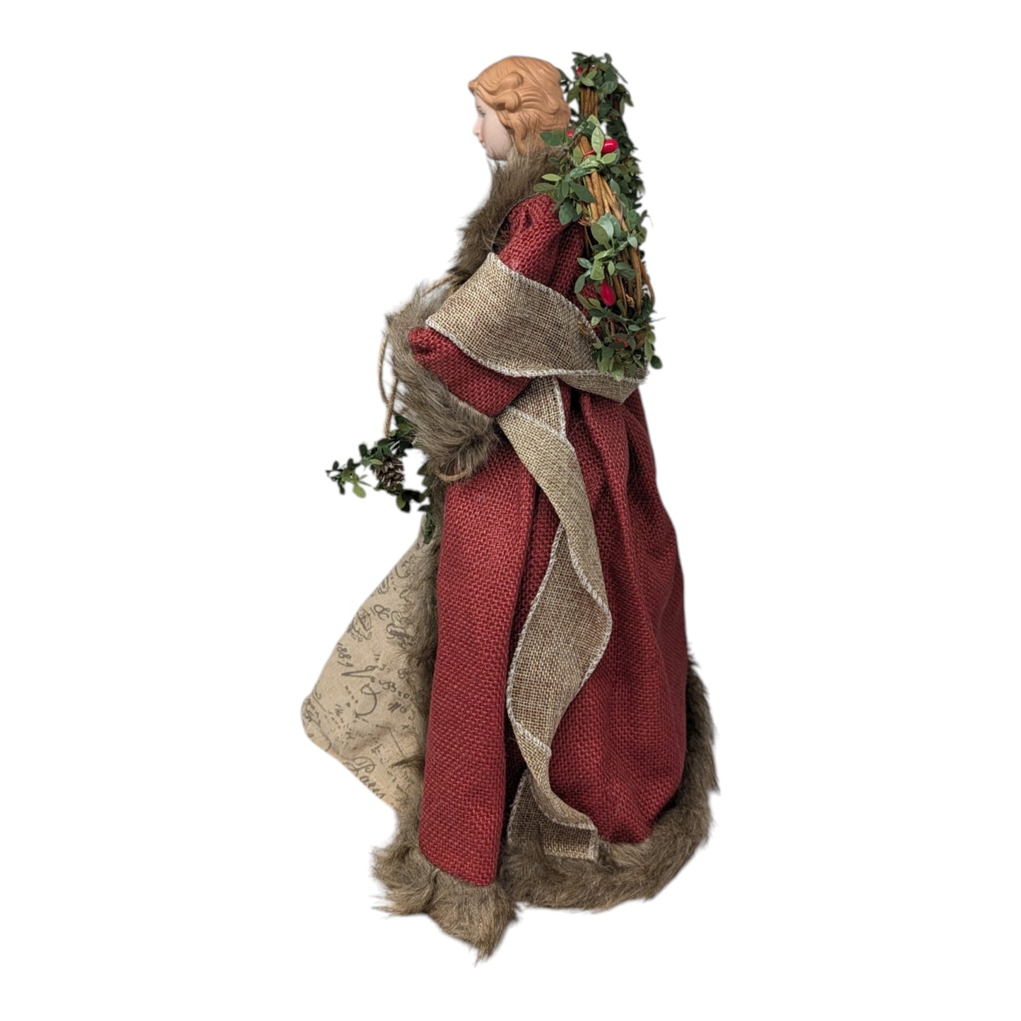 Red Homespun Angel Tree Topper
