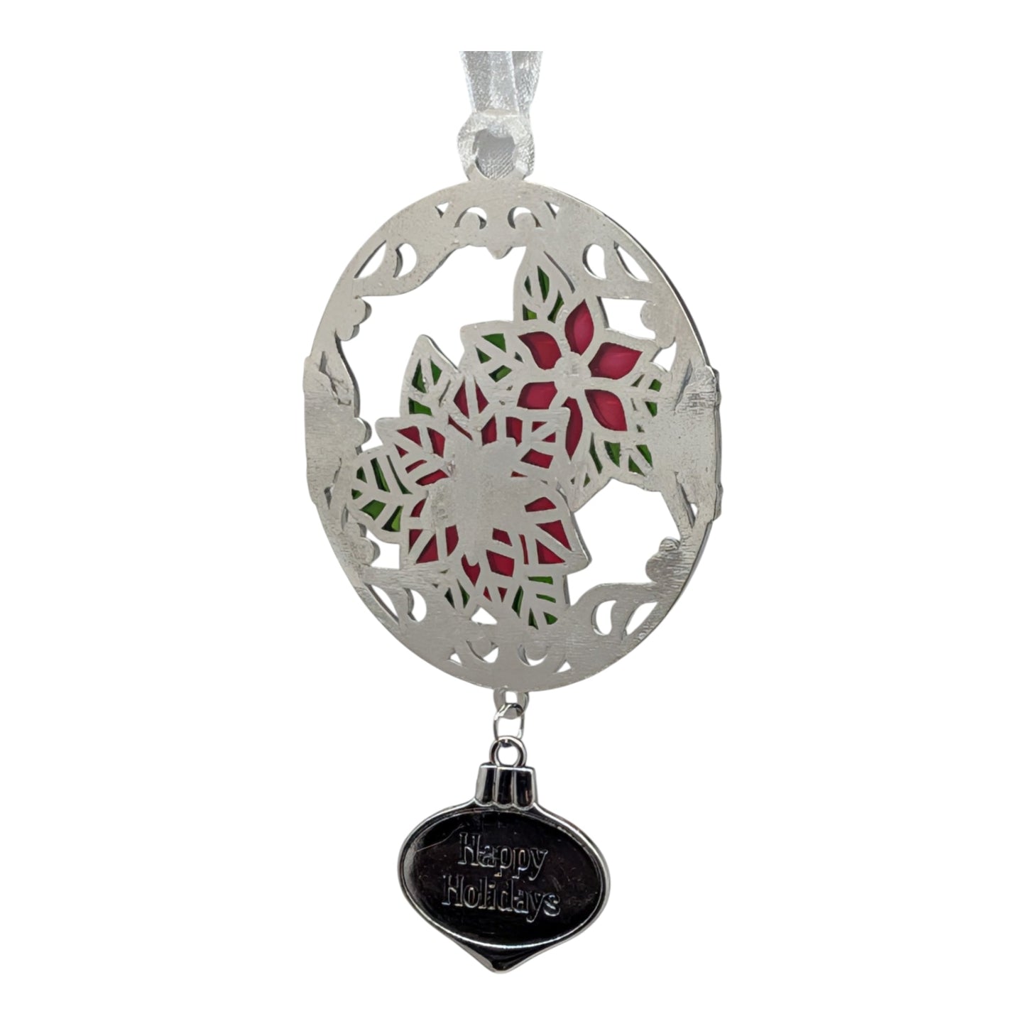 Happy Holidays Poinsettia - Colors of Christmas Ornament