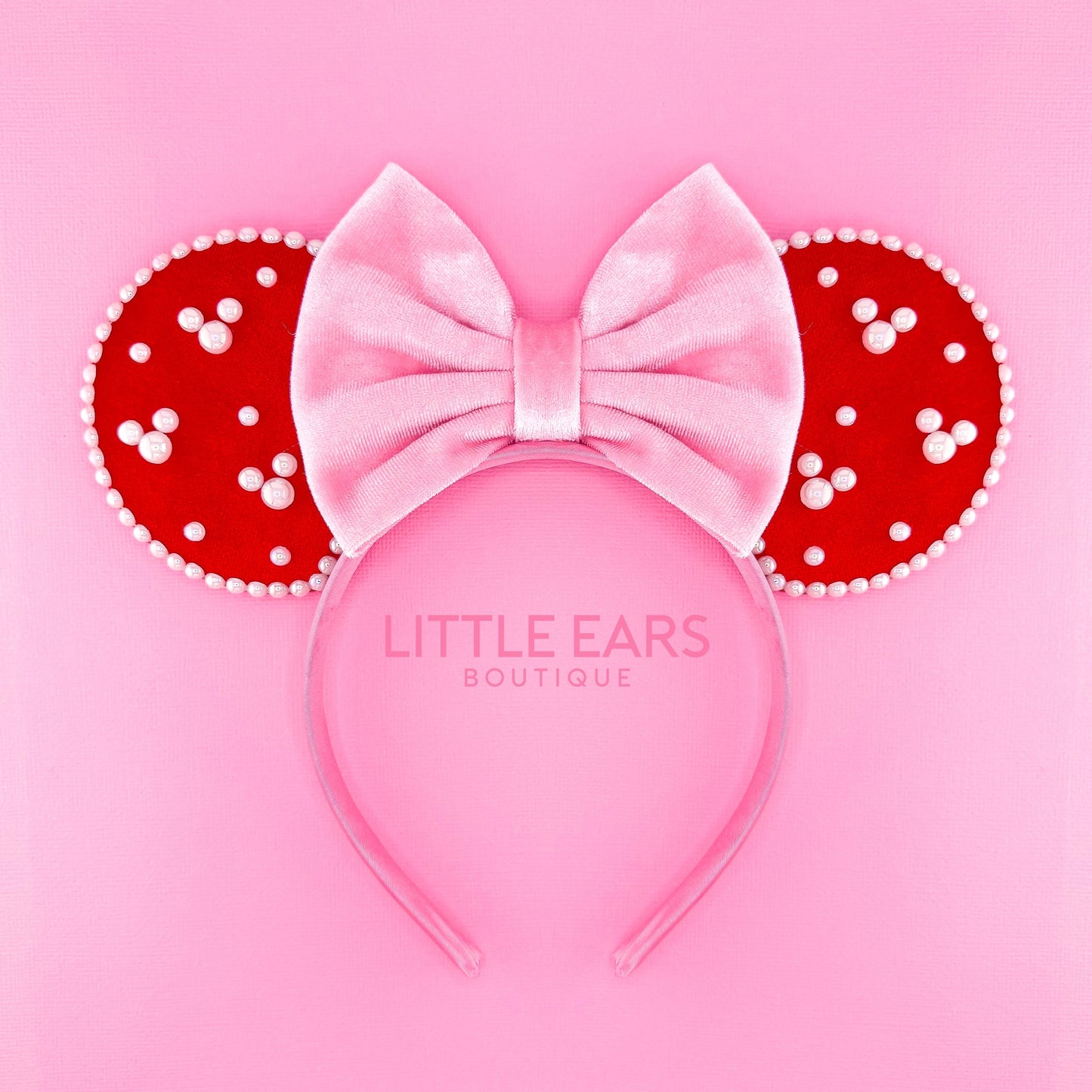 Red & Pink Pearls Mickey Ears