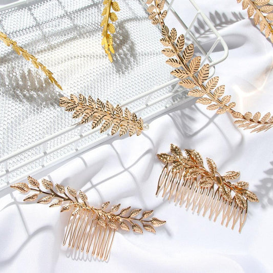 Western Fashion Retro Hair Bands For Women Wedding Metal Gold Leaf Butterfly Hair Headbands Girls Bride Gorgeous Hair Accessories For Women