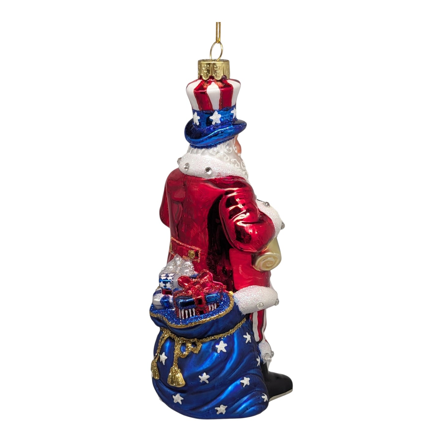 Bellissimo Glass Patriotic Santa Ornament