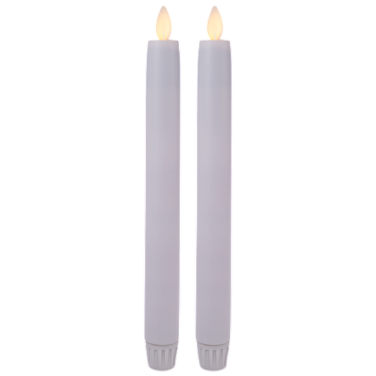 White LED Resin - 2 Piece Taper Candle Set