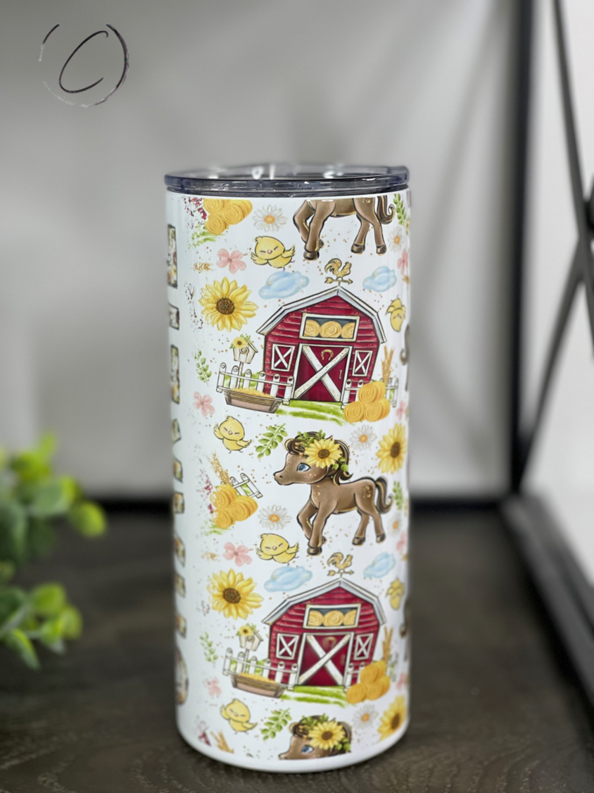 Farmyard Custom Name 15oz Kids Skinny Tumbler