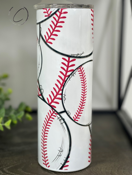 Hand Drawn Baseballs 20oz Skinny Tumbler