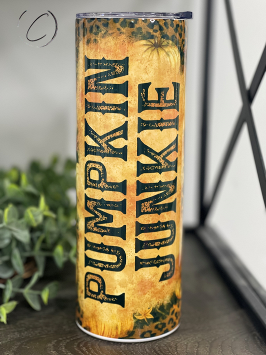 Leopard Pumpkin Junkie 20oz Skinny Tumbler