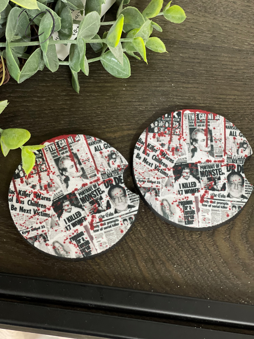 Serial Killer Newspaper Coaster Set