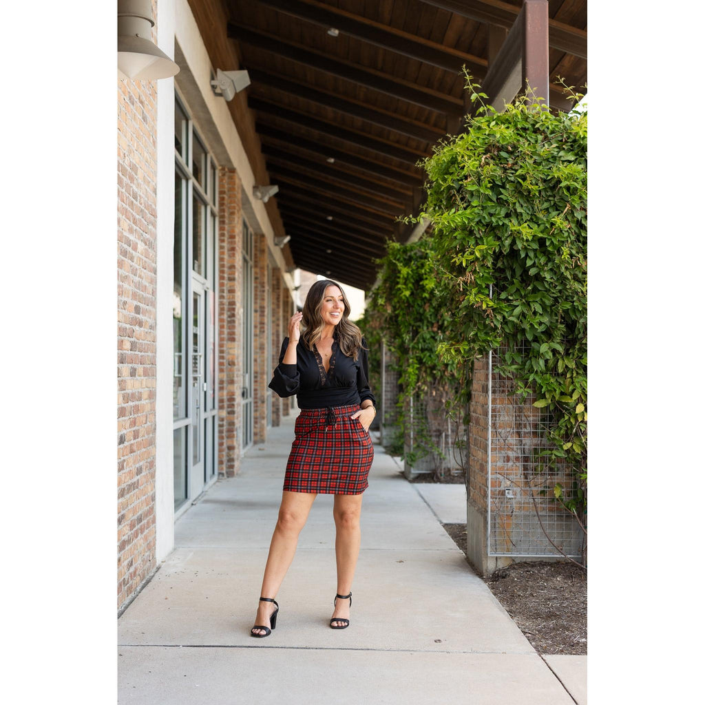PreOrder | The Helena – Red Plaid Jogger Skirt ❤️🖤