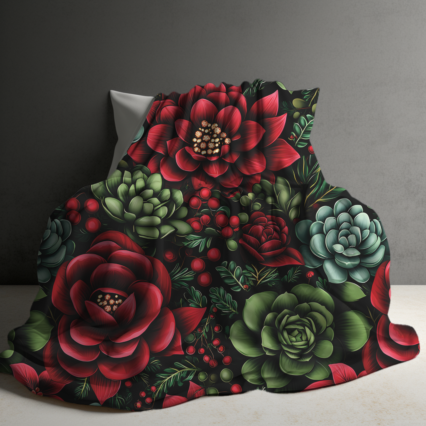 Blanket - Christmas - Floral Berries - PREORDER