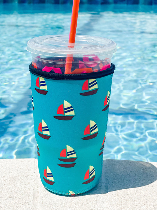Large Cold Coffee Holder "Sailboats"