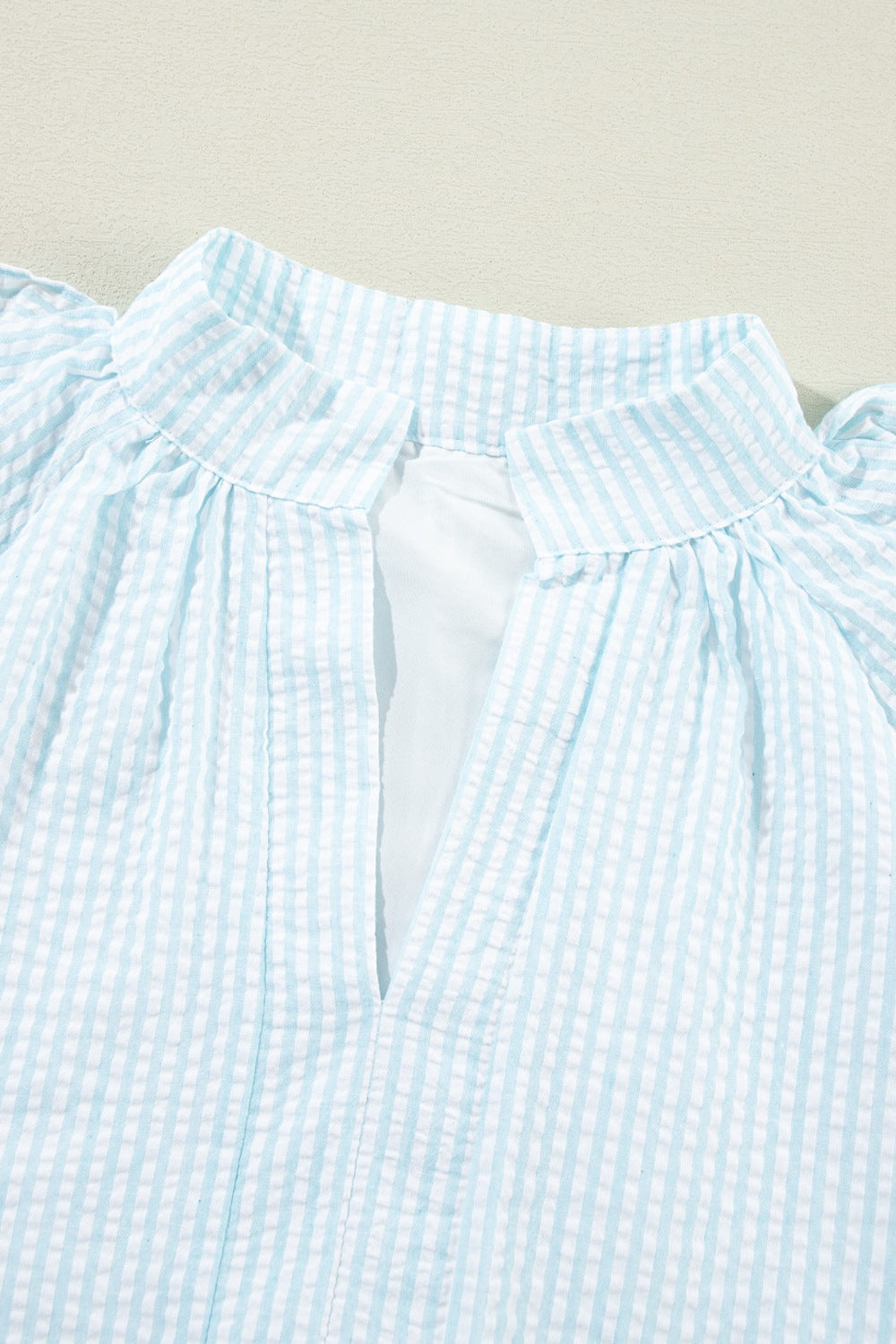 Blue Lightweight Ruffled Striped Mini Dress Chic Playful Dress for Women Charming Design Dress
