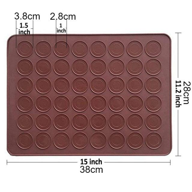 1-2pc/set Large Macaroon Kit Silicone Mat Non-Stick Baking Mold Set 48 Capacity Pot Cake Decorating Supplies Macaron Silicone Mat Non-Stick Silicone Macaron Reusable Baking Mold Set