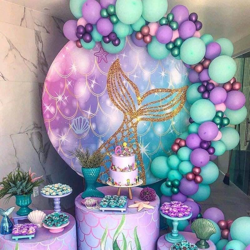 132Pcs/set Mermaid Balloon Arch Kit Mermaid Tail Balloons Mermaid Party Decoration Balloons For Party Girl Birthday Party Modern Decoration