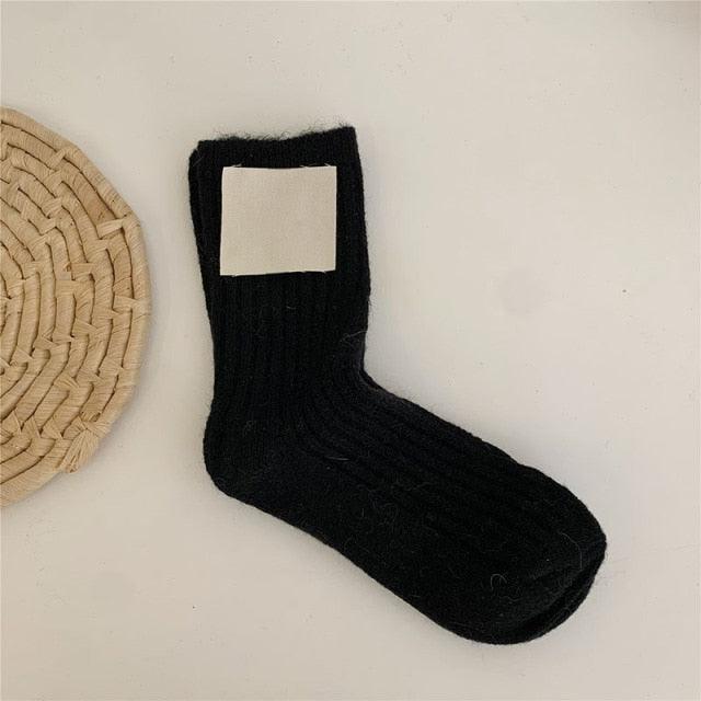 1Pair Ladies Pile Socks for Autumn Winter Pure Cotton Socks Solid Color Keep Warm Women Socks Mid Tube Socks Thickening Cashmere Socks For Men And Women