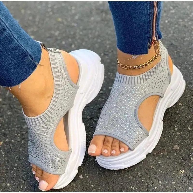 Elegant Women Sandals Comfort Summer Stretch Fabric Durable Material Modern Design For Womens