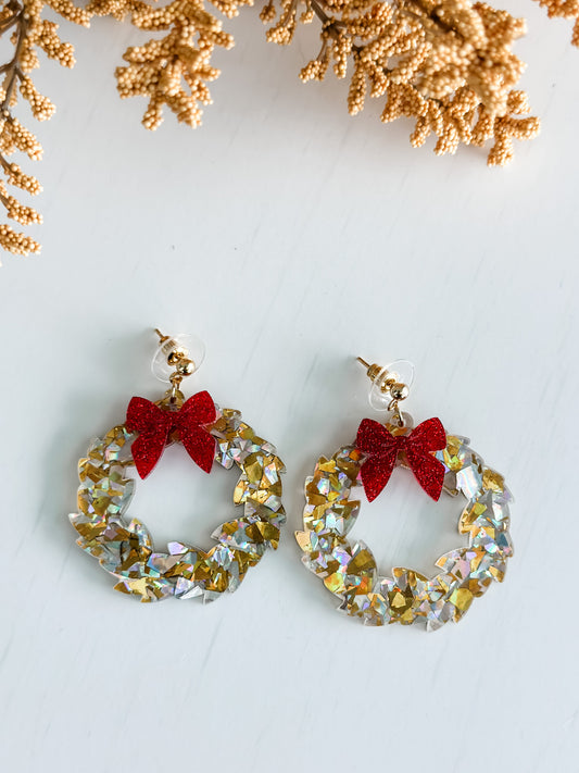 "Gold Sparkle" Wreath Earrings