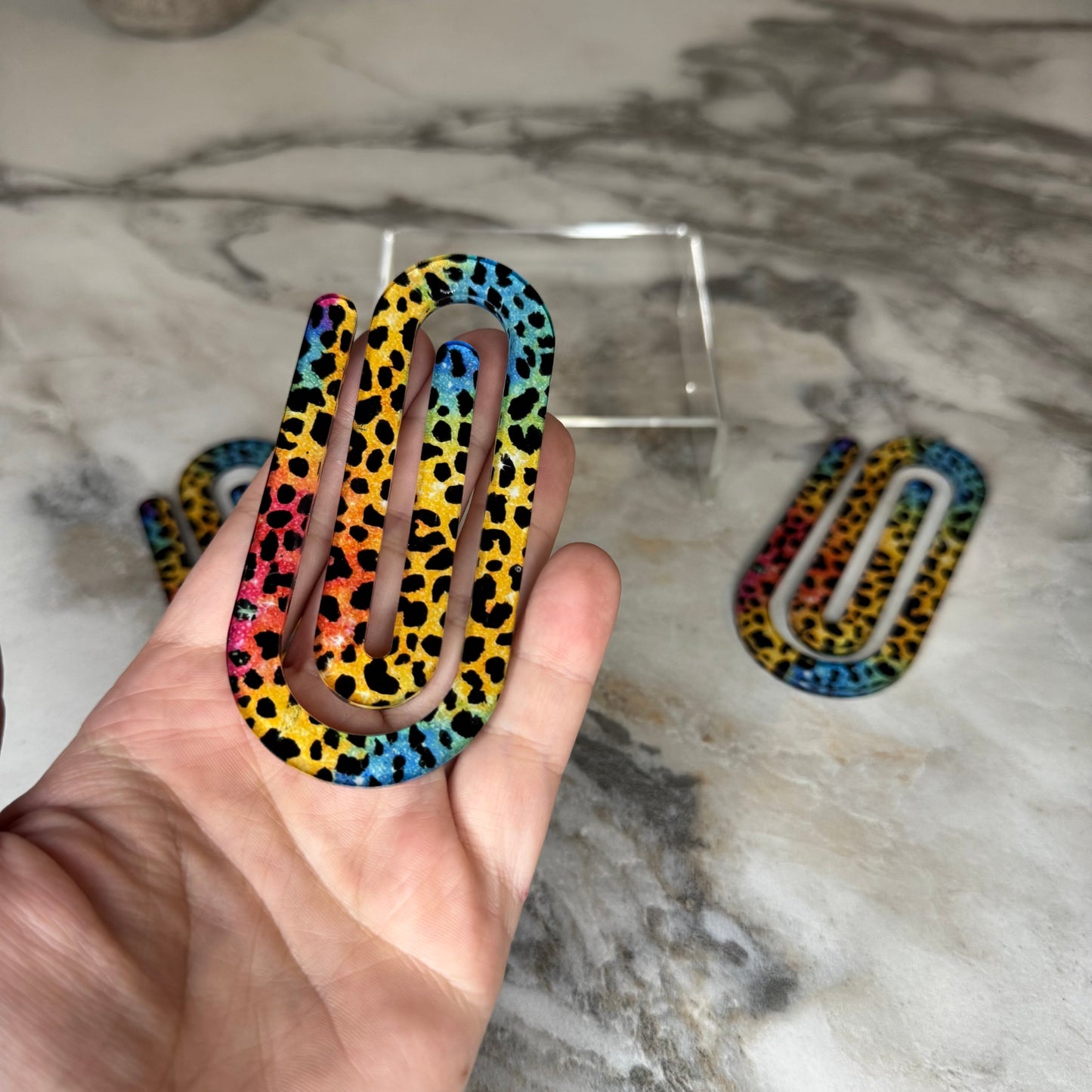 Jumbo Paperclip - Yellow Blue Pink Animal Print