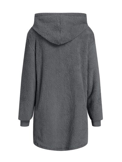 Comfortable Fuzzy Pocketed Zip-Up Long Sleeve Hooded Jacket Cozy & Warm Soft Outerwear For Winter