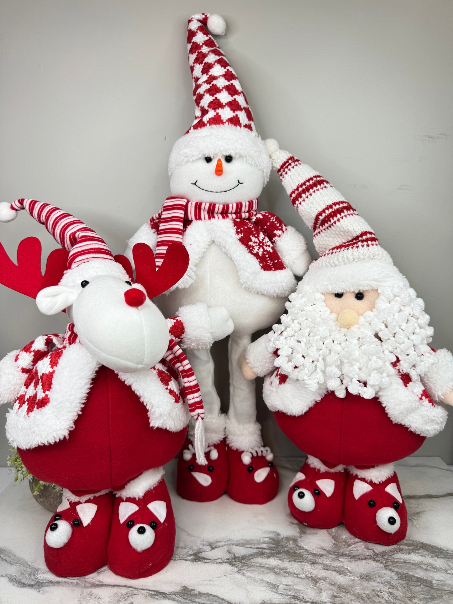 Telescopic Standing Christmas Decor - Red & White