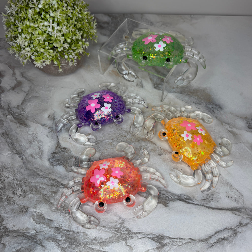 Squishy Toy - Glitter Crab + Flowers
