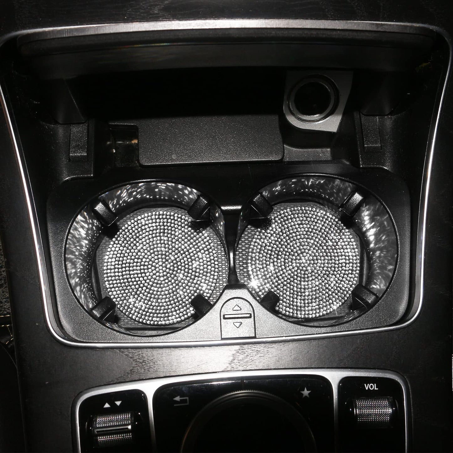 2PCS Diamond Car Coaster Water Cup Slot Non-Slip Mat Silica Gel Pad Bling Car Coasters Silicone Crystal Car Cup Holder Mat Car Gadget Universal Bling Car Cup Mat Holder Insert Crystal Rhinestone Vehicle Cup Coaster Bling Car Accessories for Woman