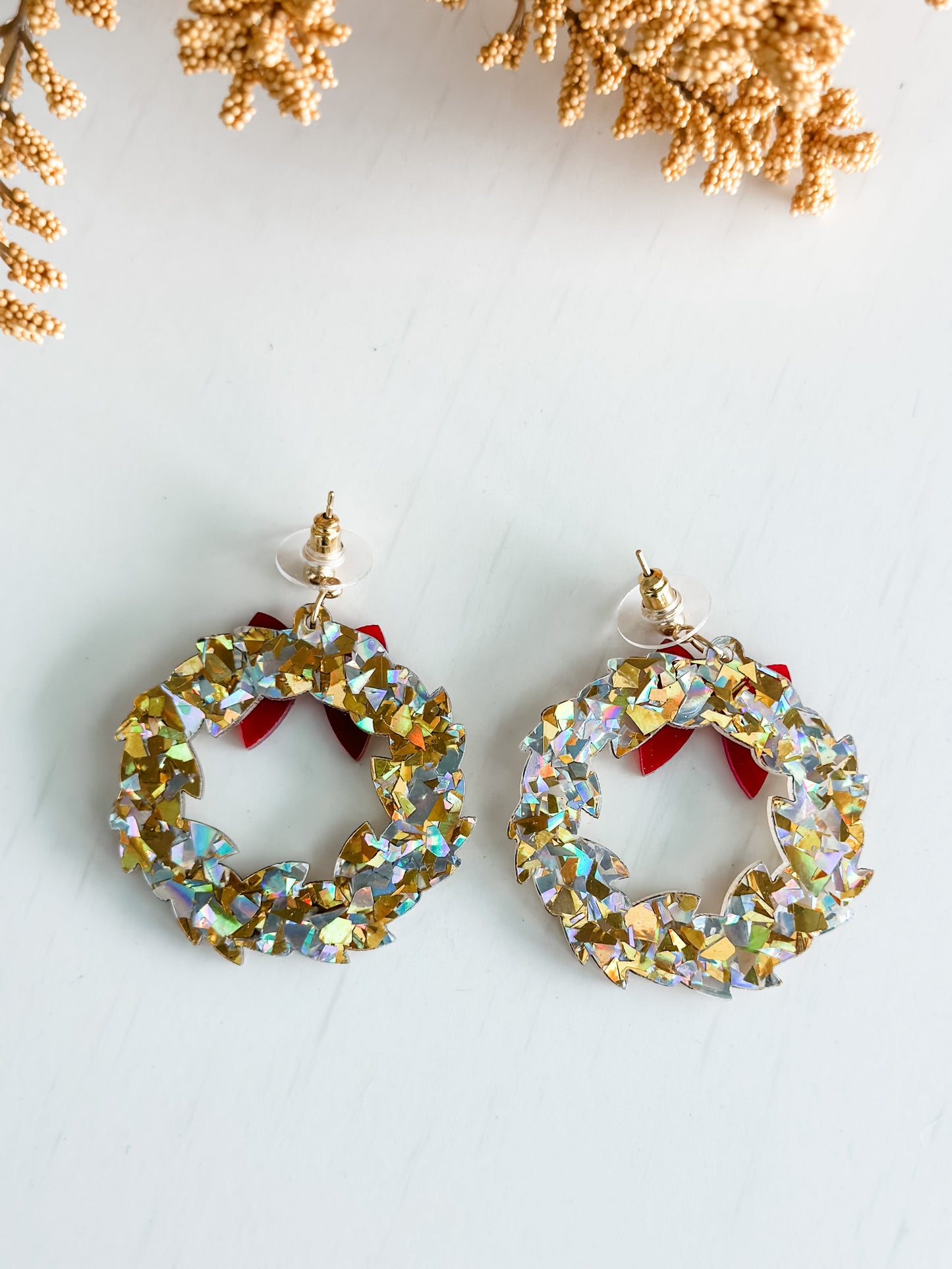 "Gold Sparkle" Wreath Earrings