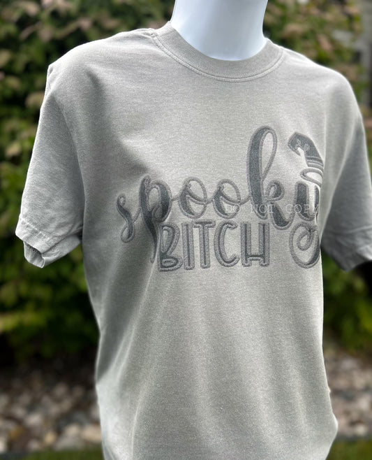 Spooky Bitch Faux Embroidery Comfort Colors Tee