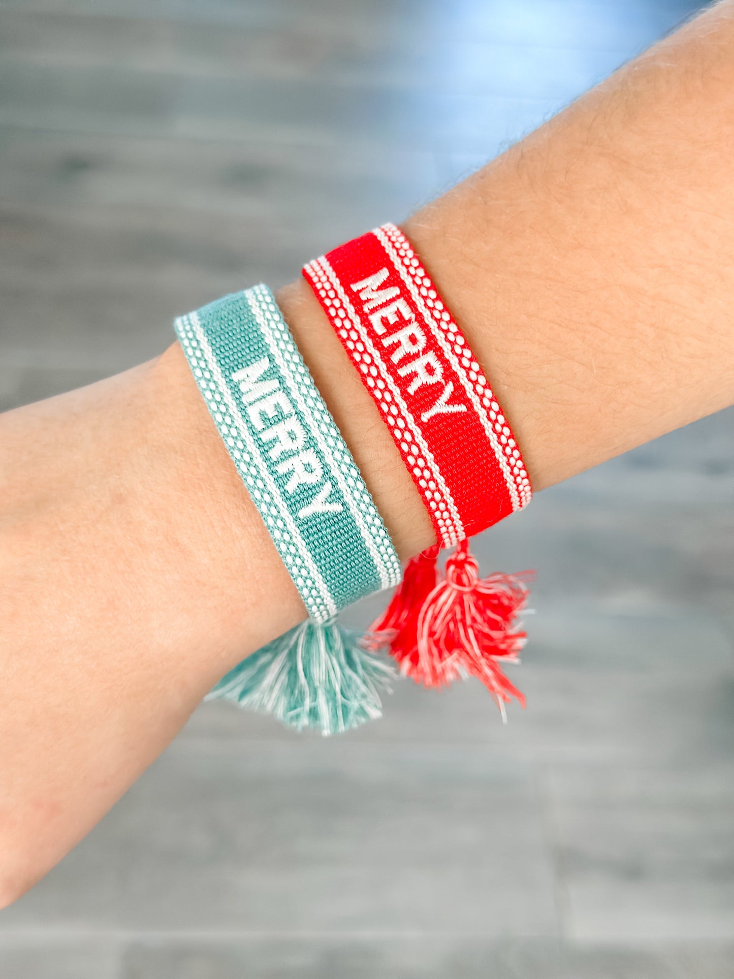 "Merry" Woven Christmas Bracelets