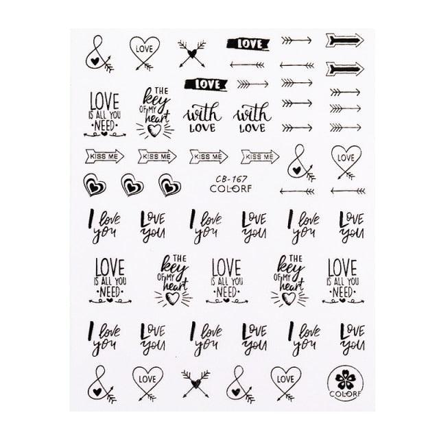 3D Nail Sticker Russian English Letter Sticker For Nails Foil Love Heart Design Accessories Fashion Manicures Sticker Decoration  Nail Art Stickers Water Transfer Nail Decals Full Wraps Gradient Acrylic Nail Kits for Women Manicure Decoration