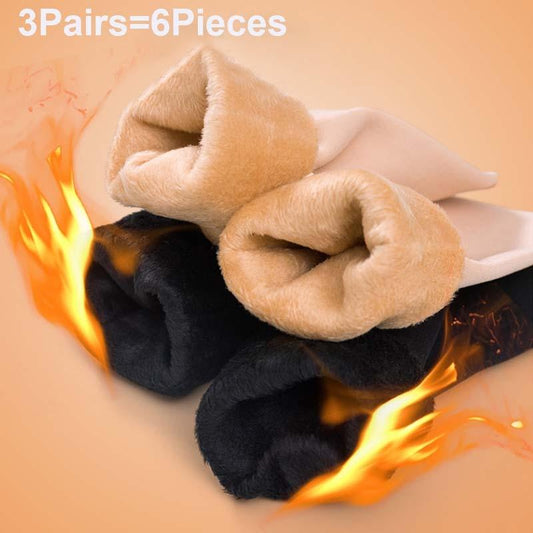 3Pairs Female Winter Warm Thicken Thermal Soft Casual Solid Color Socks Wool Cashmere Home Snow Boots Velvet Home Floor Sock For Women