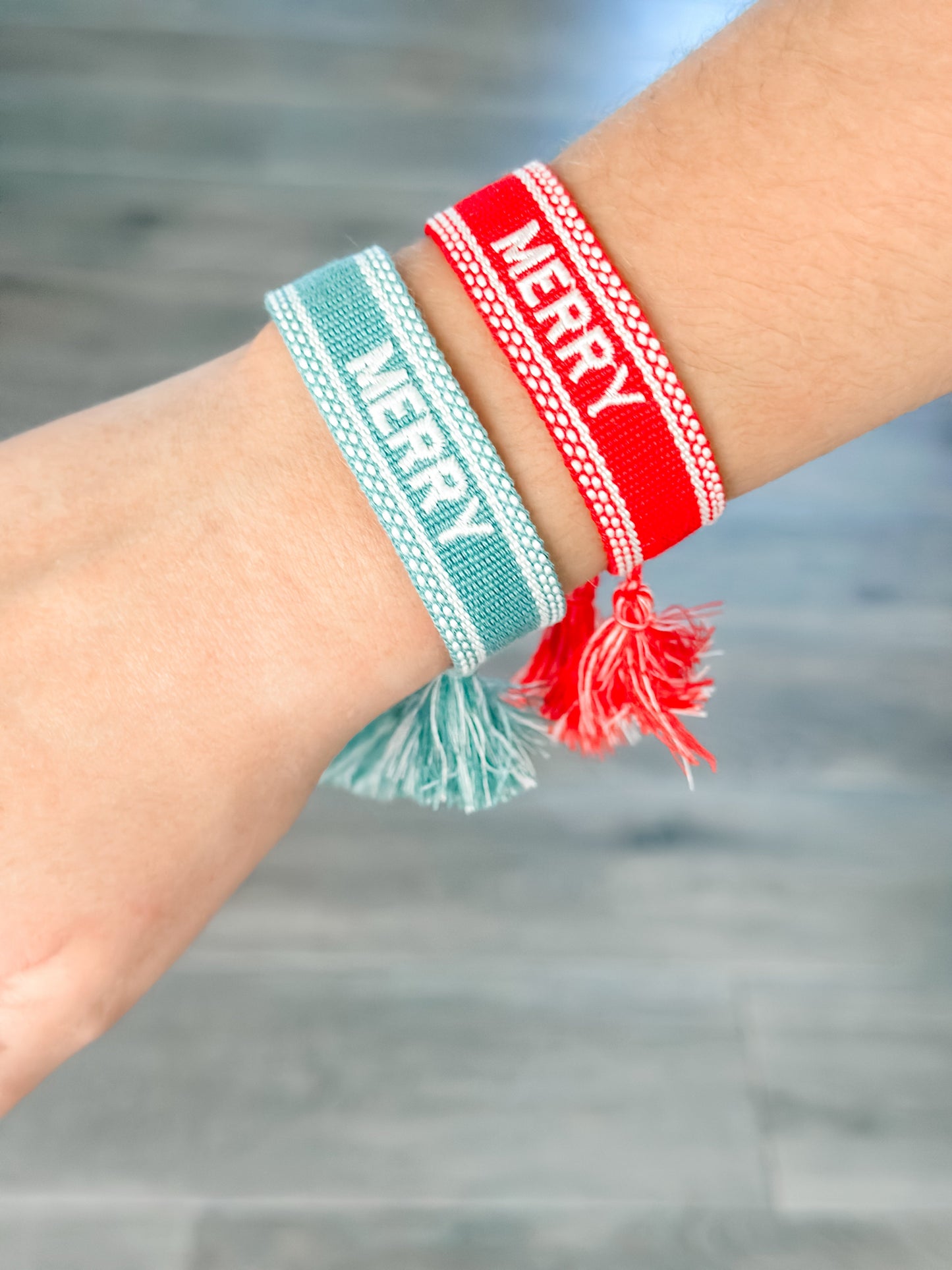 "Merry" Woven Christmas Bracelets