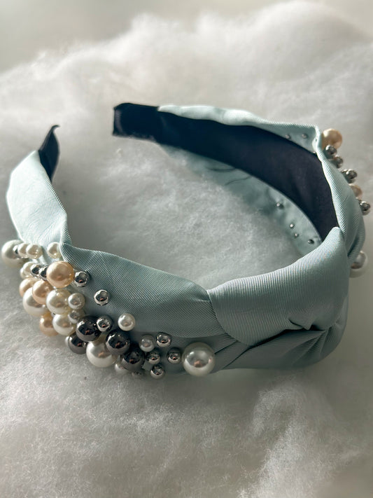 Piper Pearl Knot Headband "Mint"