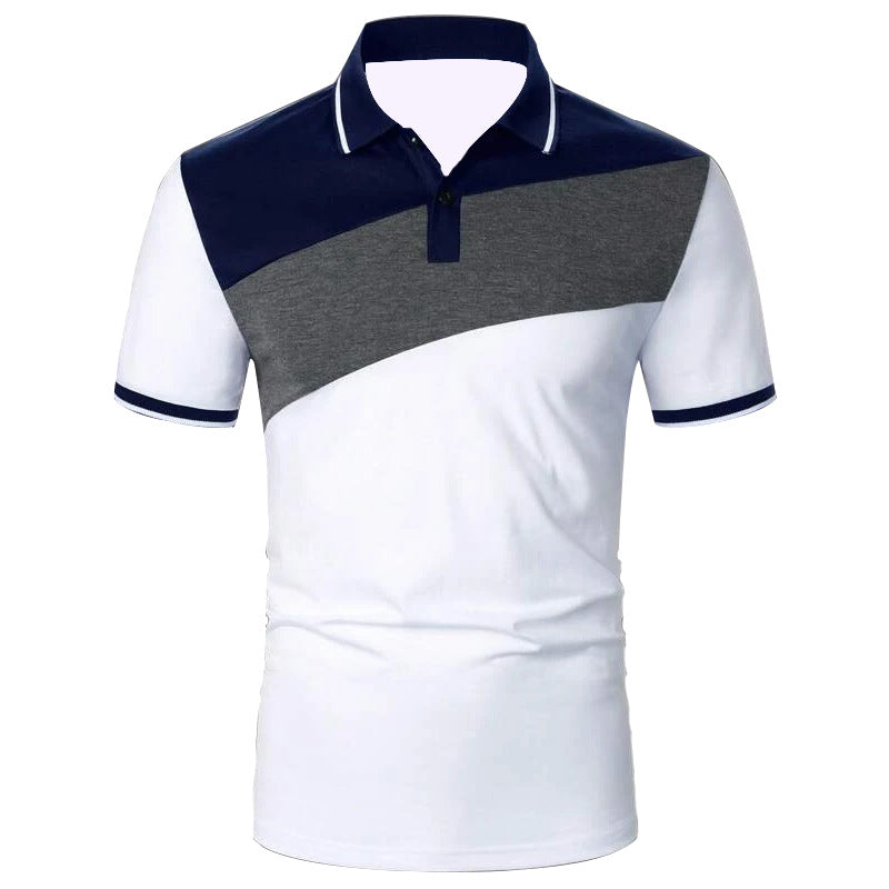 Men's Patchwork Modern Polo Shirts Brand Design Tops Business And Casual Tops Mens Binding Tunic Tops Connects Body Men's Tops Shirts