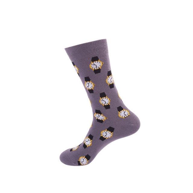 5 Pairs Women's Colorful Cotton Socks Fruits Banana Avocado Lemon Egg Cookie Donuts Food Happy Color Socks