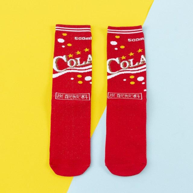 5 Pairs Women's Colorful Cotton Socks Fruits Banana Avocado Lemon Egg Cookie Donuts Food Happy Color Socks