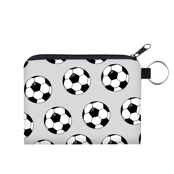 Mini Pouch - Soccer Balls on Grey