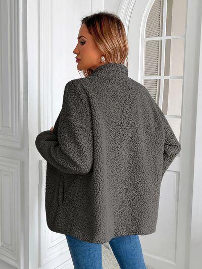 Winter Warm Zip Up Long Sleeve Jacket Fuzzy Cozy & Stylish Jacket Cold-Weather Essential Outdoor Jacket