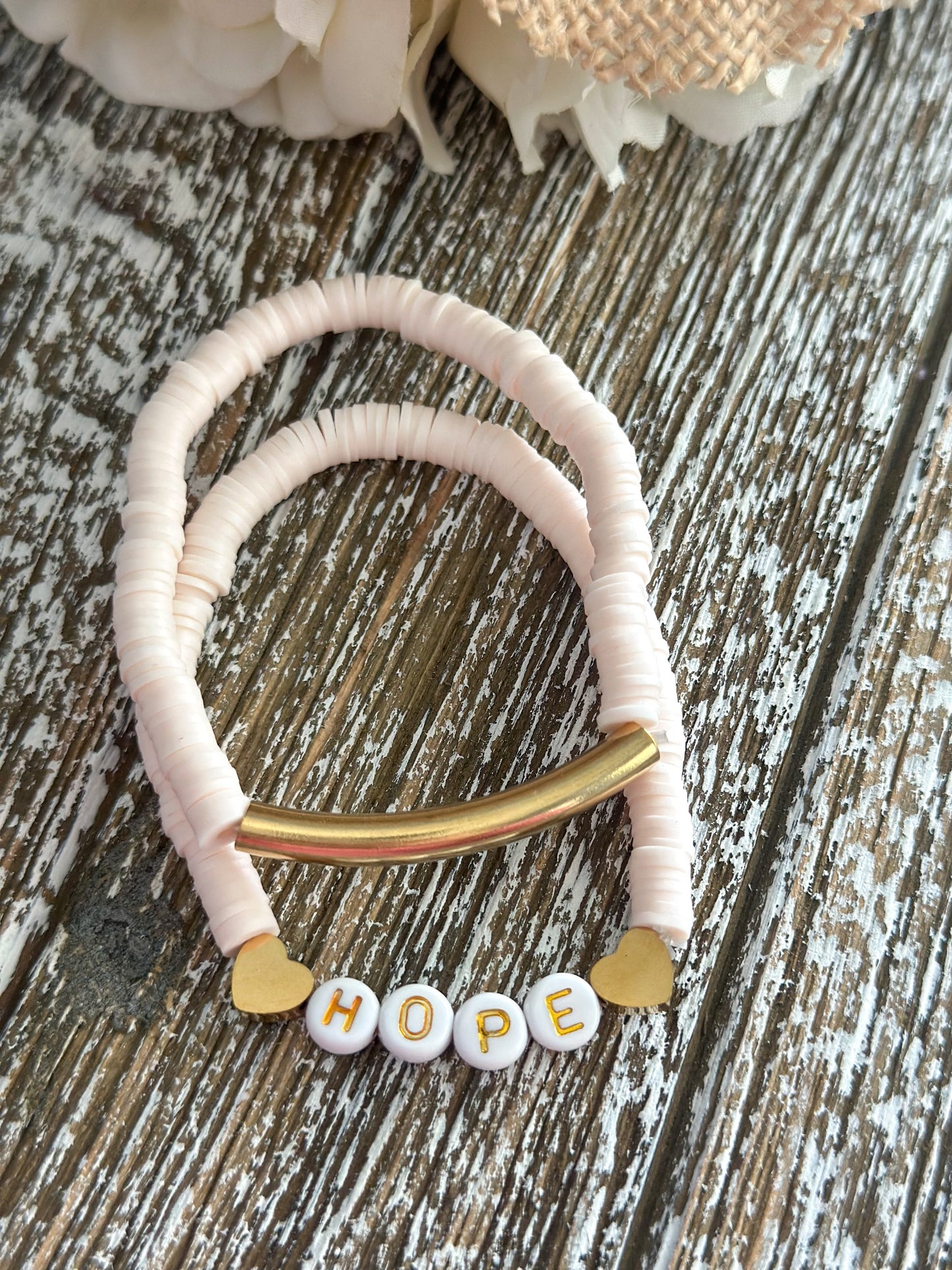 Heishi Bracelet Set "Hope" Pearl