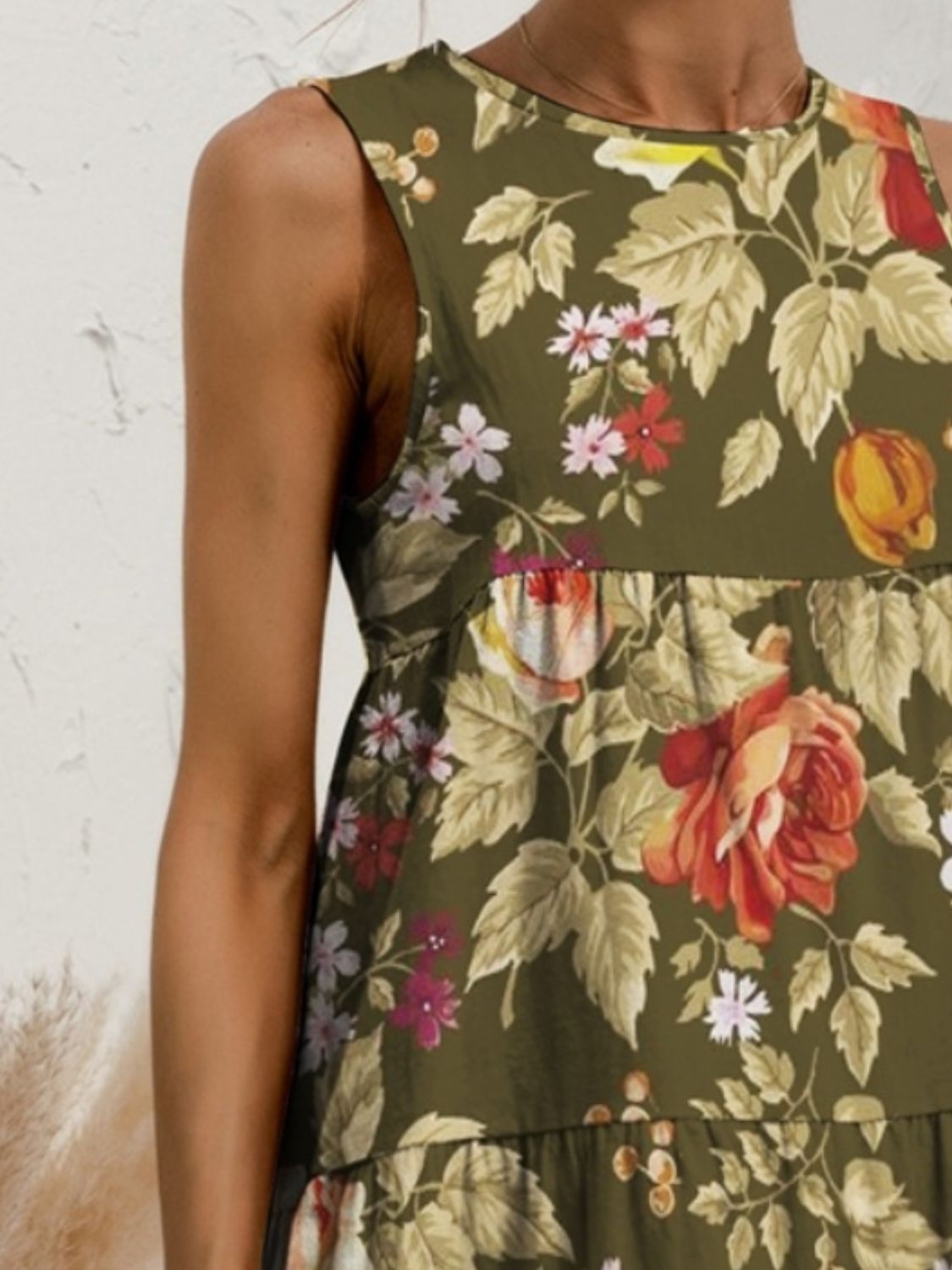 Charming Tiered Printed Round Neck Sleeveless Dress Trendy & Stylish Summer Dress for Women