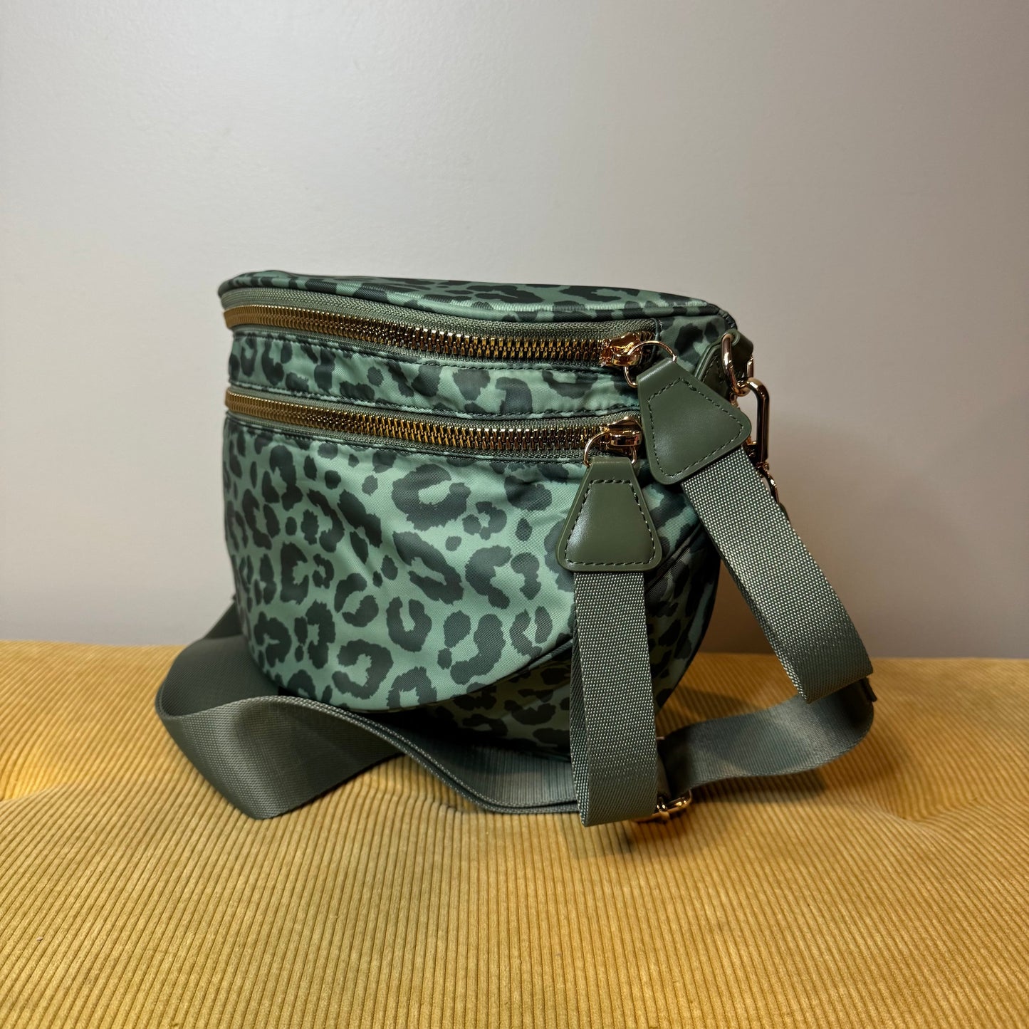 The Roni Nylon Crossbody - Animal Print Dark Green