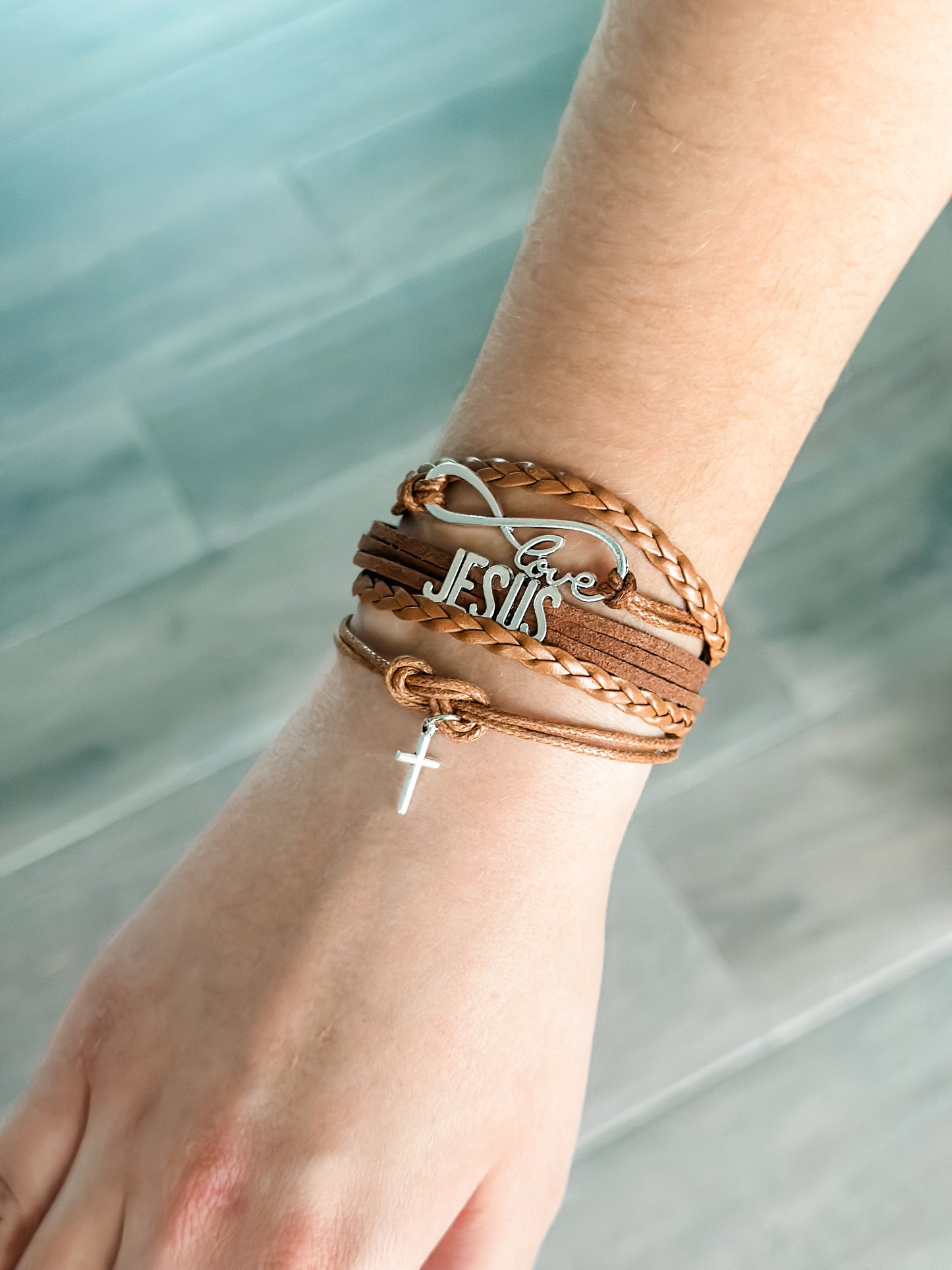 Jesus Infinity Wrap Bracelet "Brown"