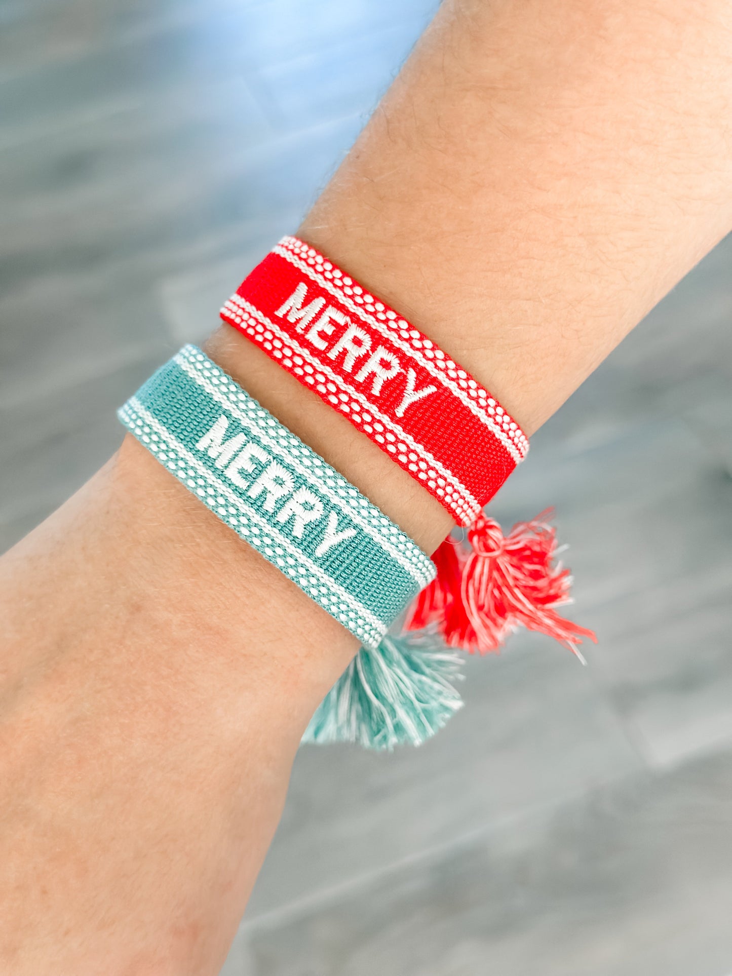 "Merry" Woven Christmas Bracelets