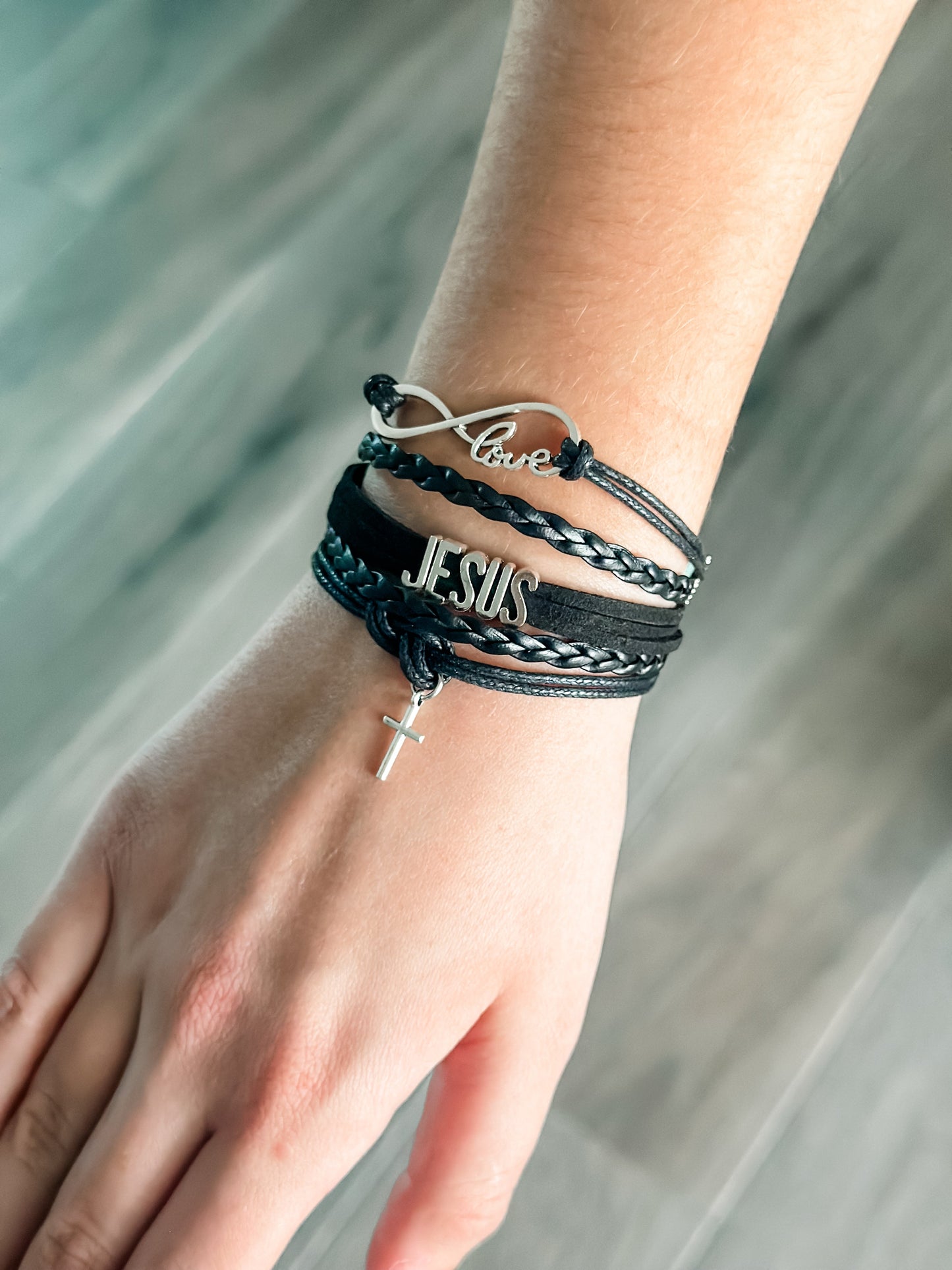 Jesus Infinity Wrap Bracelet "Black"