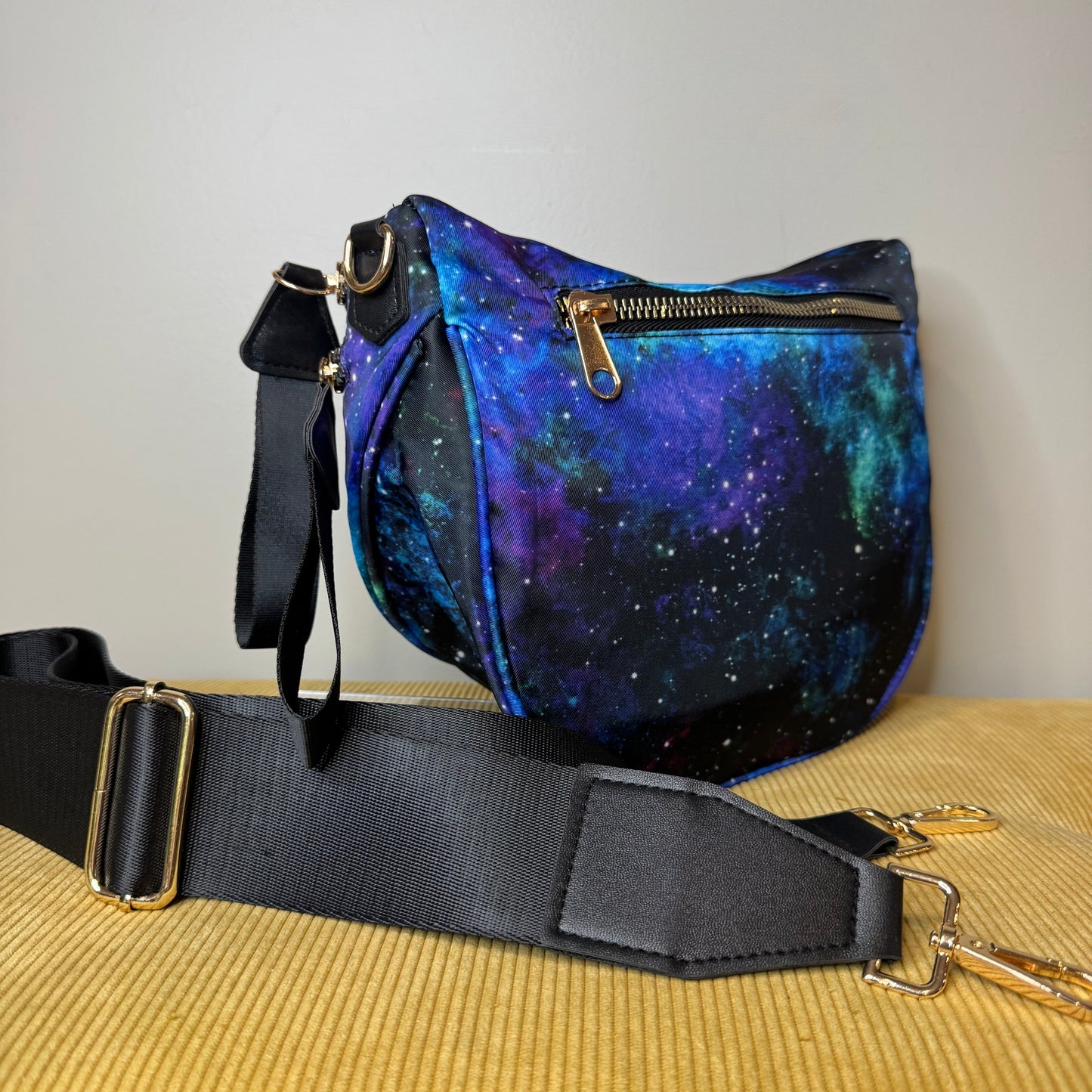 The Roni Nylon Crossbody - Blue Green Purple Galaxy