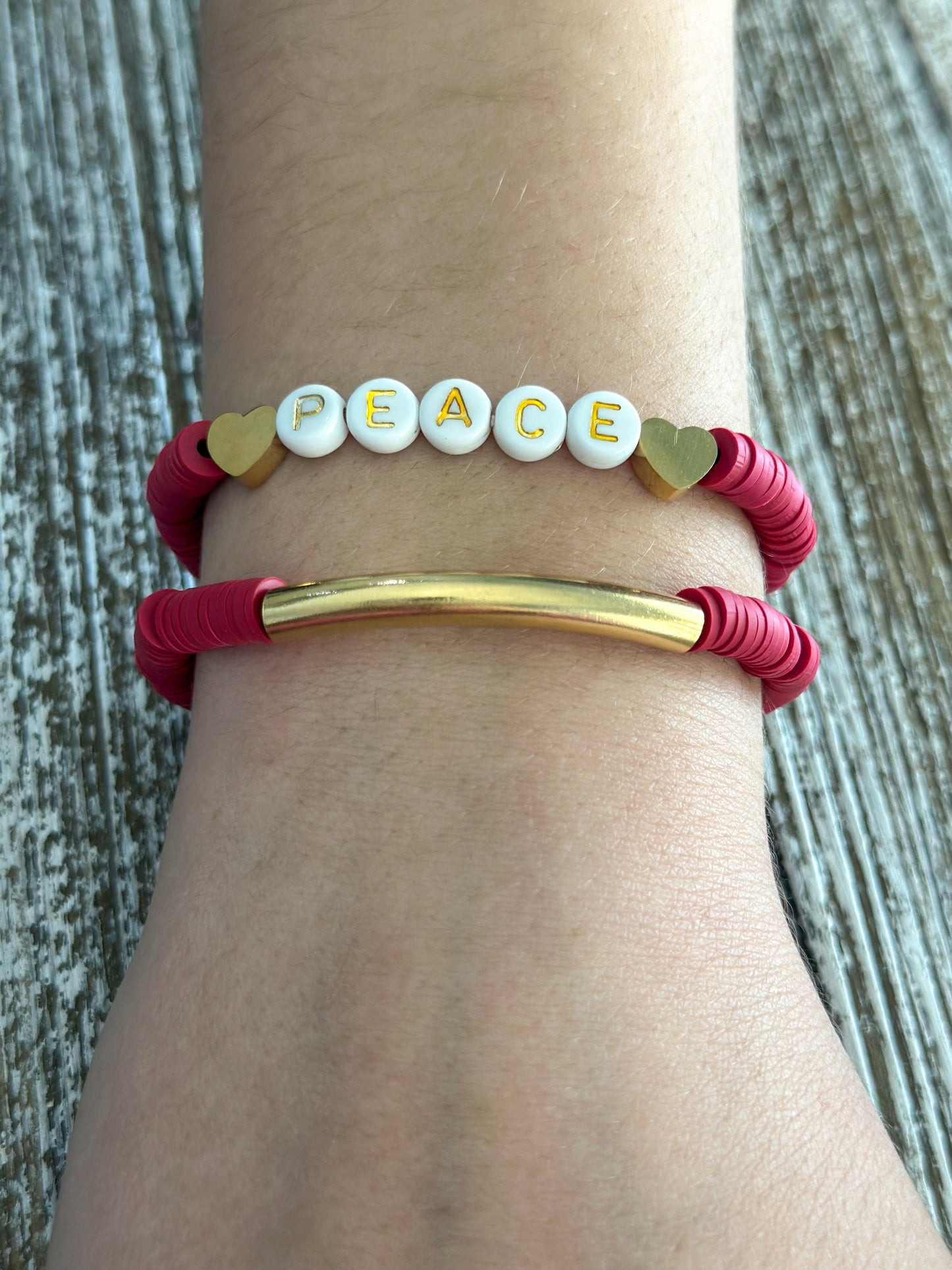 Heishi Bracelet Set "Peace" Wine