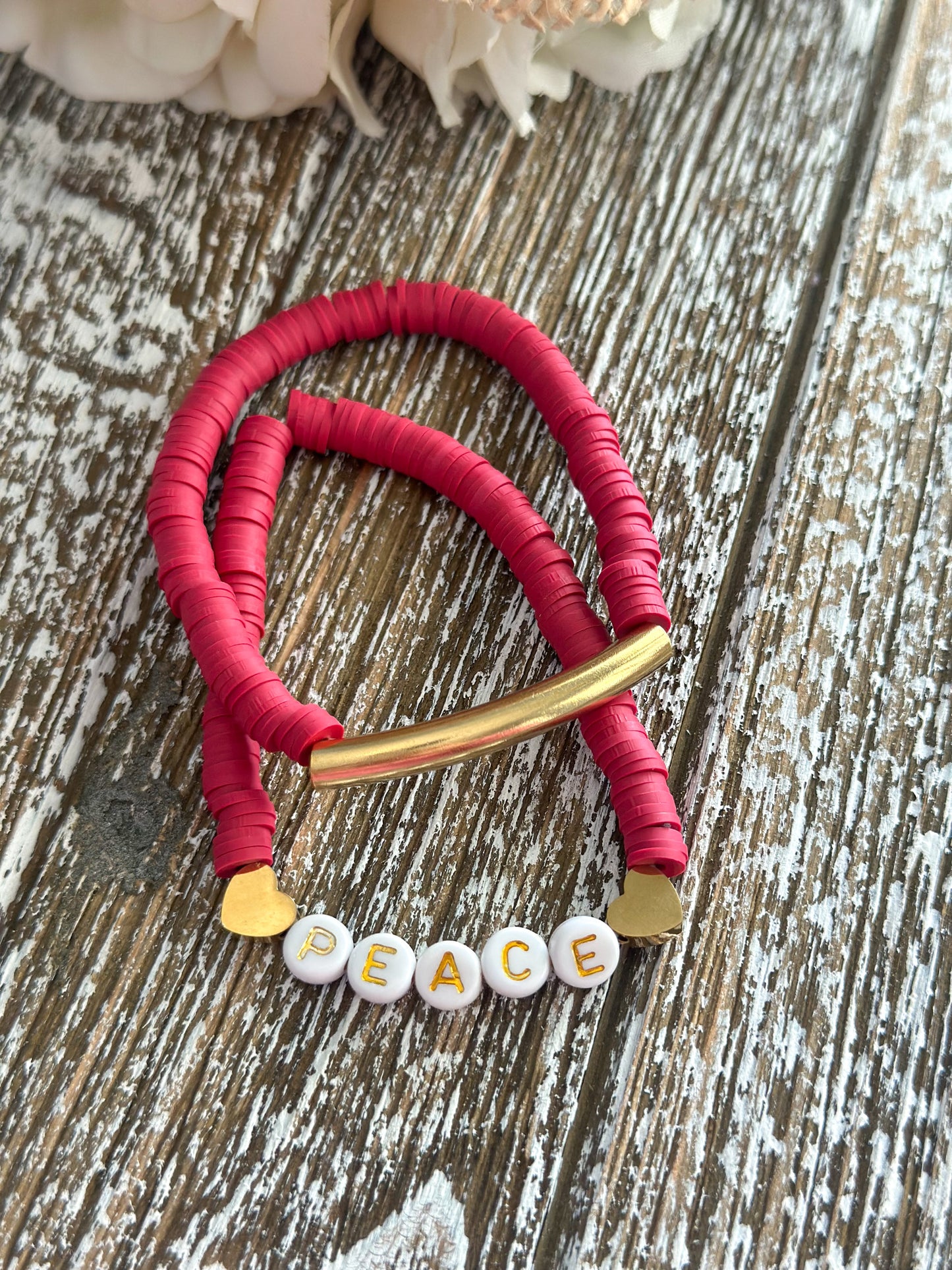Heishi Bracelet Set "Peace" Wine